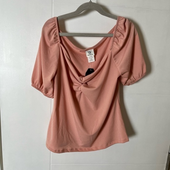 NWT Wrapper Short Sleeve Pink Blouse - Picture 4 of 7
